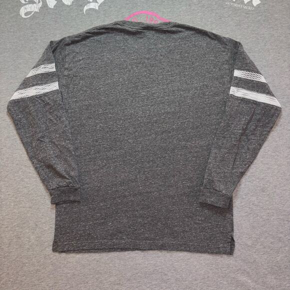 Victoria’s Secret PINK Marled Gray & Gold Sequin Bling Pullover Mesh Long Sleeve - Picture 3 of 8